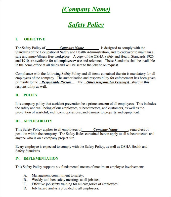 dole construction safety and health program sample